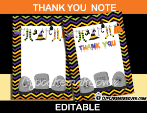printable halloween thank you cards