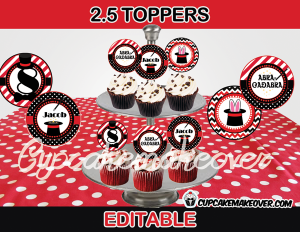 editable magic birthday cupcake toppers