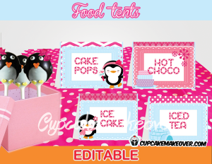 pink penguin Winter Wonderland Food Tents
