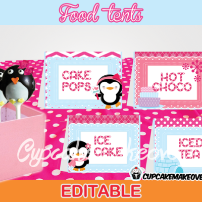 pink penguin Winter Wonderland Food Tents