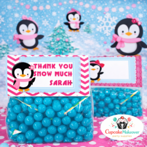 penguin themed snowy candy topper favors