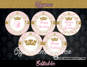 Princess Gold and Pink Vintage toppers