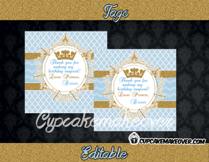 blue and gold vintage tags