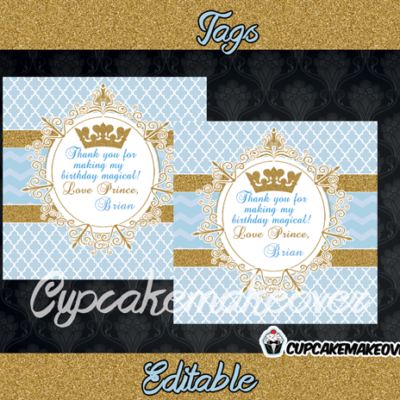 blue and gold vintage tags