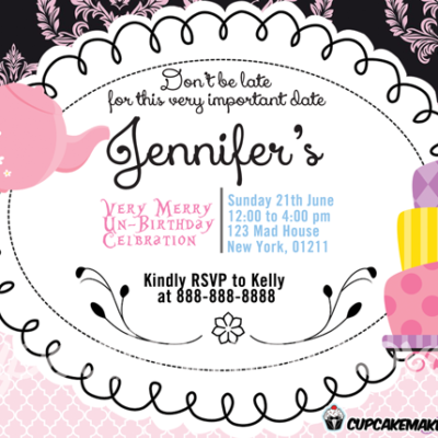 mad hatter tea party invitation personalized