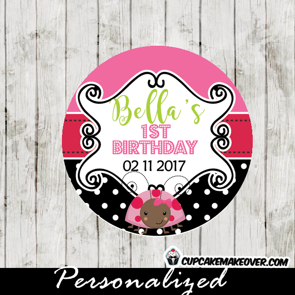 Ladybug Editable Toppers, Favor Stickers D3 - Instant Download