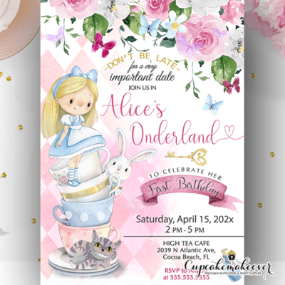 alice in wonderland invitations whimsical unbirthday party onederland