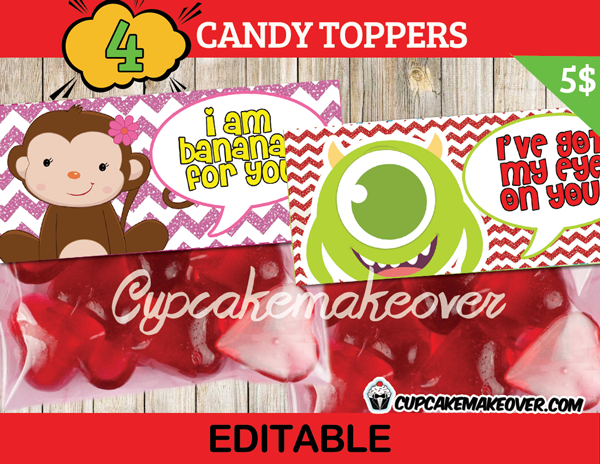 cute printable Valentine treat bag toppers