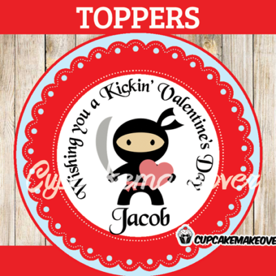 valentine's day ninja toppers tags