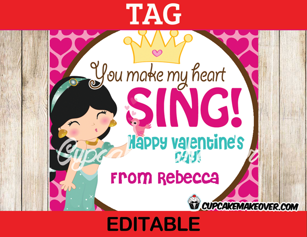 custom valentine day princess tags stickers