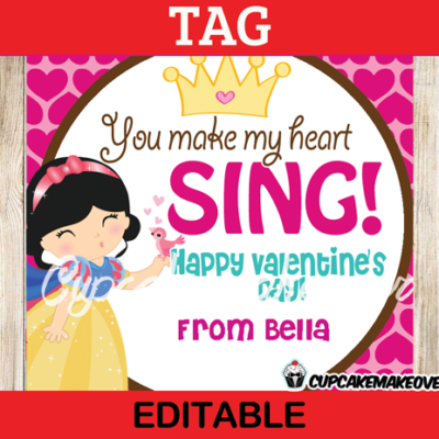 printable valentine snow white editable card labels
