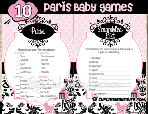 Paris themed baby shower games