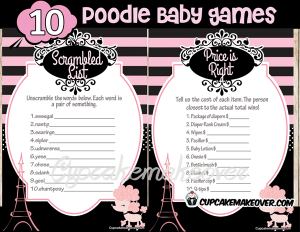 Pink Paris Themed Baby Shower printables