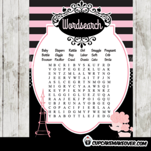 pink poodle paris baby shower games printable