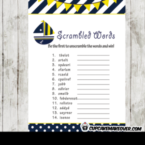 yellow and blue navy sailboat baby shower games