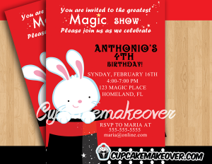 Magic Show Birthday Party Invitation - Personalized - Cupcakemakeover