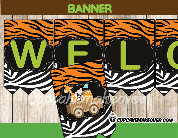 jungle safari baby shower party welcome banner