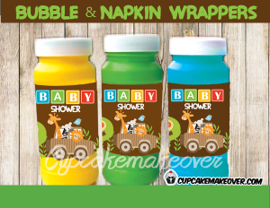 jungle safari baby shower boy napkin rings bubble wraps