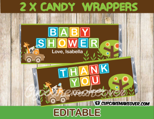 editable Chocolate Baby Shower Candy Bar Wrappers personalized