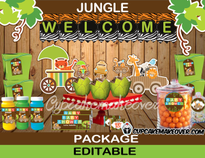 cute printable jungle animals boy baby shower package supplies