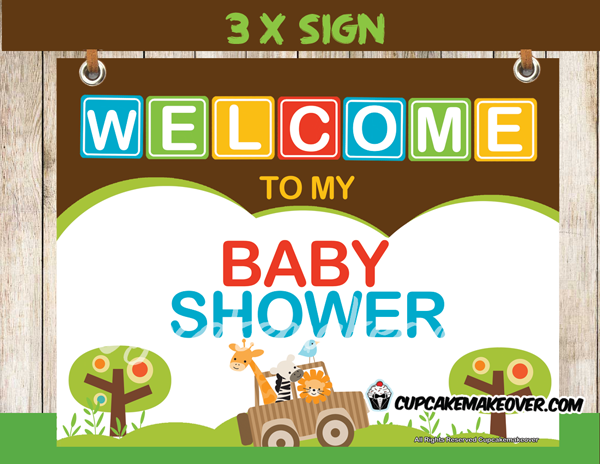 printable jungle boy baby shower party signs