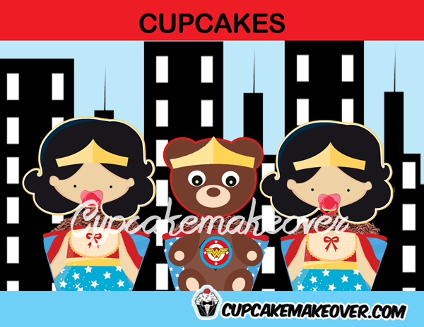 Wonder Girl Baby Cupcakes Instant Download Cupcakemakeover