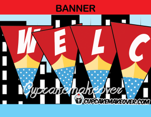 comic super girl baby shower welcome banner