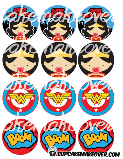 Wonder Girl Comic Toppers - INSTANT DOWNLOAD - Cupcakemakeover