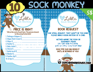 blue sock monkey baby shower games