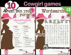 cowgirl pink baby shower games