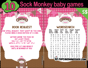 pink sock monkey baby shower games