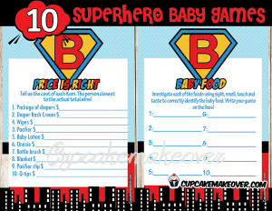 superhero printable baby shower games