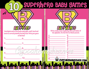 supergirl hero baby printable shower games