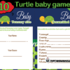 turtle green blue baby shower games