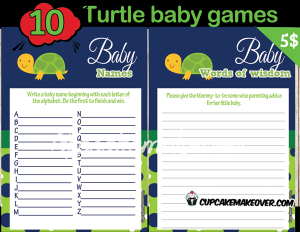 turtle baby boy printable baby shower games