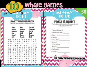 pink whale baby girl shower printables