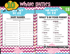 DIY baby shower girl whale games