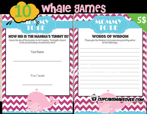 pink whale baby shower games