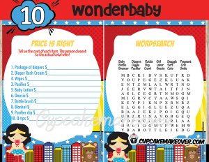 comic themed wonder woman baby shower games