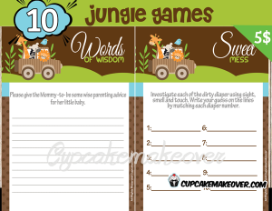 jungle baby animals shower games printables