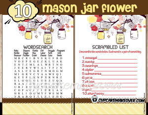 printable yellow mason jar themed baby shower games
