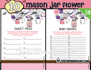pink mason jar baby girl shower printables