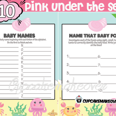 Under The Sea Baby Shower Games Pink – Instant Download - Cupcakemakeover