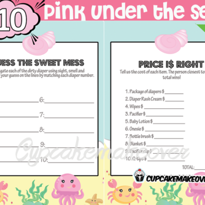 Under The Sea Baby Shower Games Pink – INSTANT DOWNLOAD - Cupcakemakeover