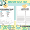 blue printable under the sea themed baby shower games