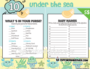 blue printable under the sea themed baby shower games