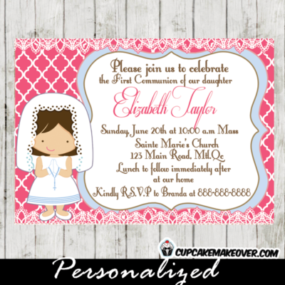 Girl First Holy Communion Invitation printable