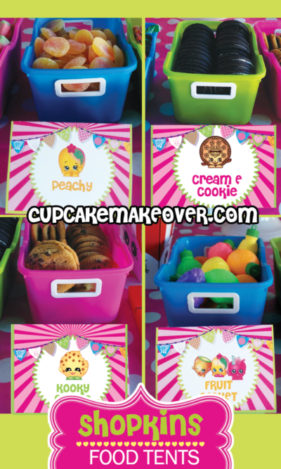 Shopkins Food Tents, Place Cards - DIY Party Decoration - Cupcakemakeover