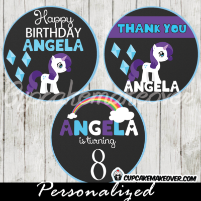 rarity my little pony favor tags printable cake toppers