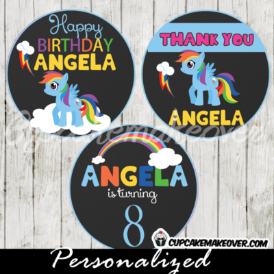 rainbow dash my little pony favor tags printable cupcake toppers
